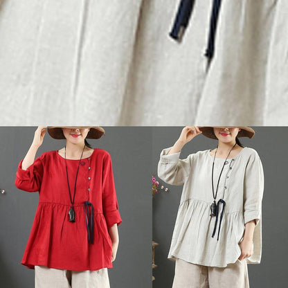 Diy O Neck Cinched Shirts Sewing Red Top