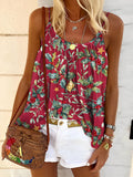 Women's Retro Flowers Art Print Tank Top
