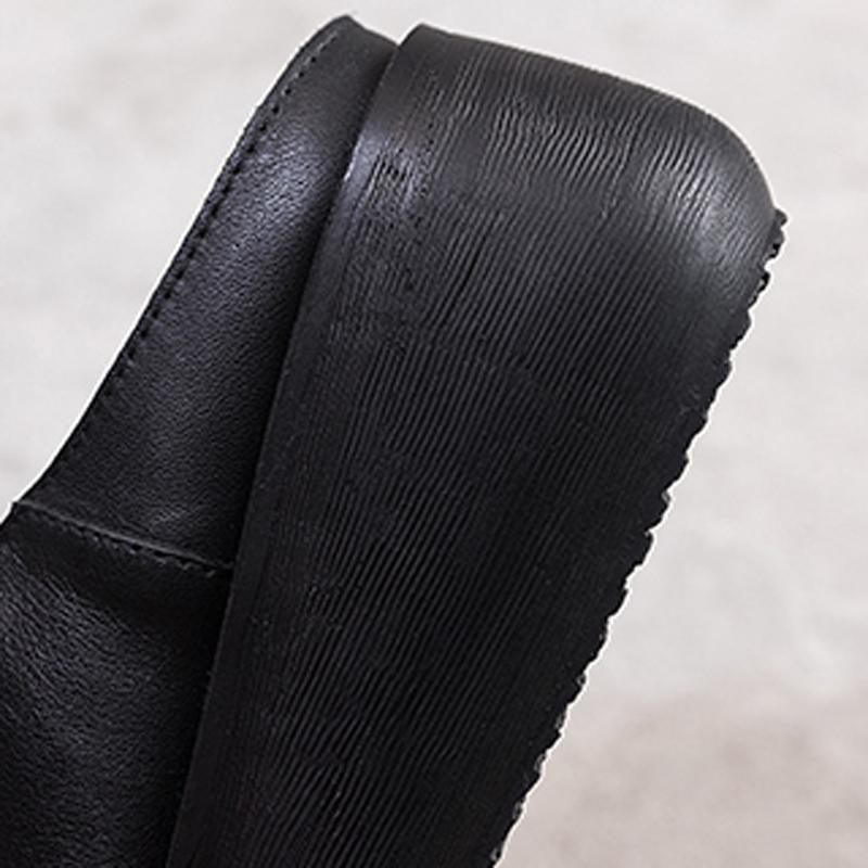 Sewing Platform Leather Slippers