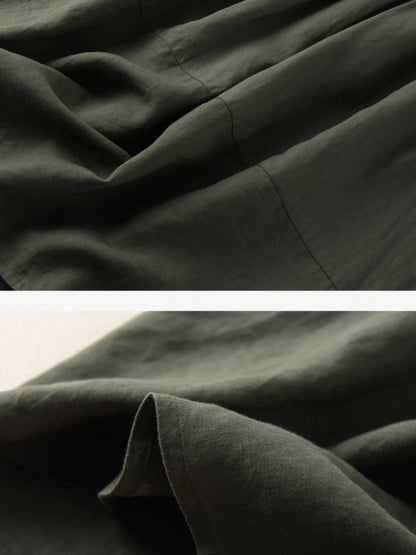 Pure Color Pleated Linen Skirt