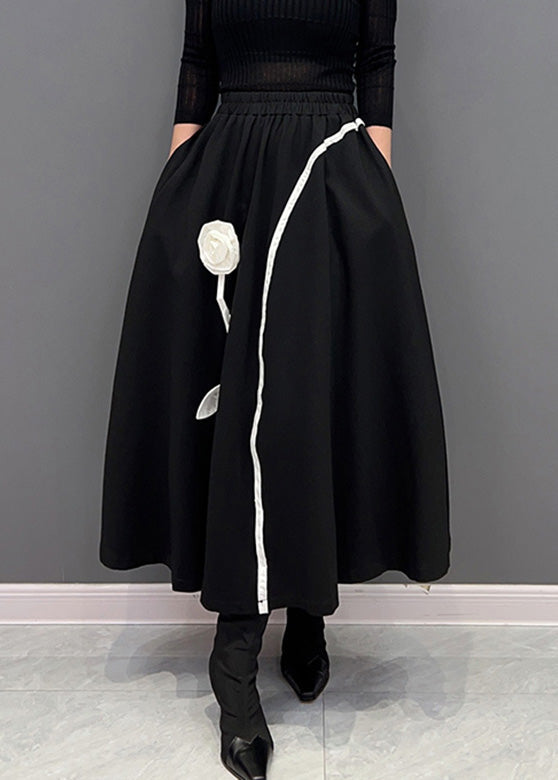 Novelty Black Thick Elastic Waist Skirts Winter