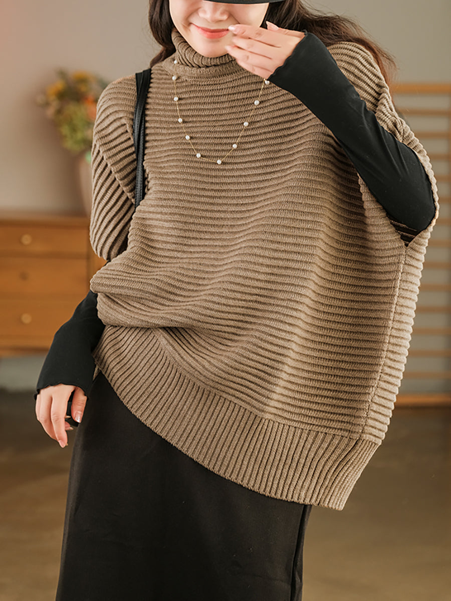 Turtleneck Half Sleeve Loose Pullover Sweater