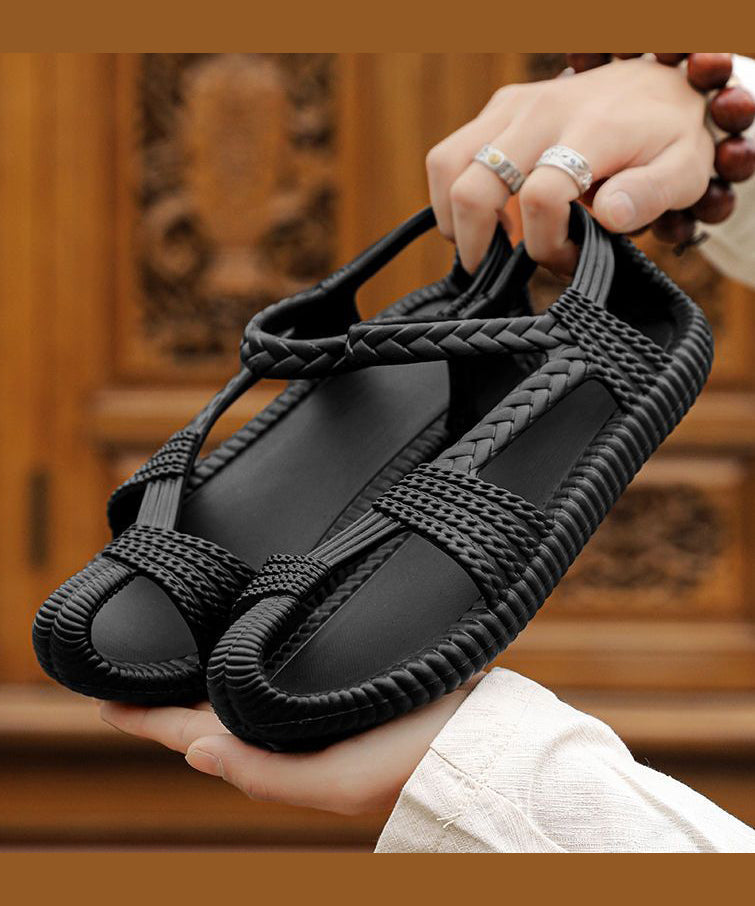 Hollow Out Splicing Sandals Army Green
