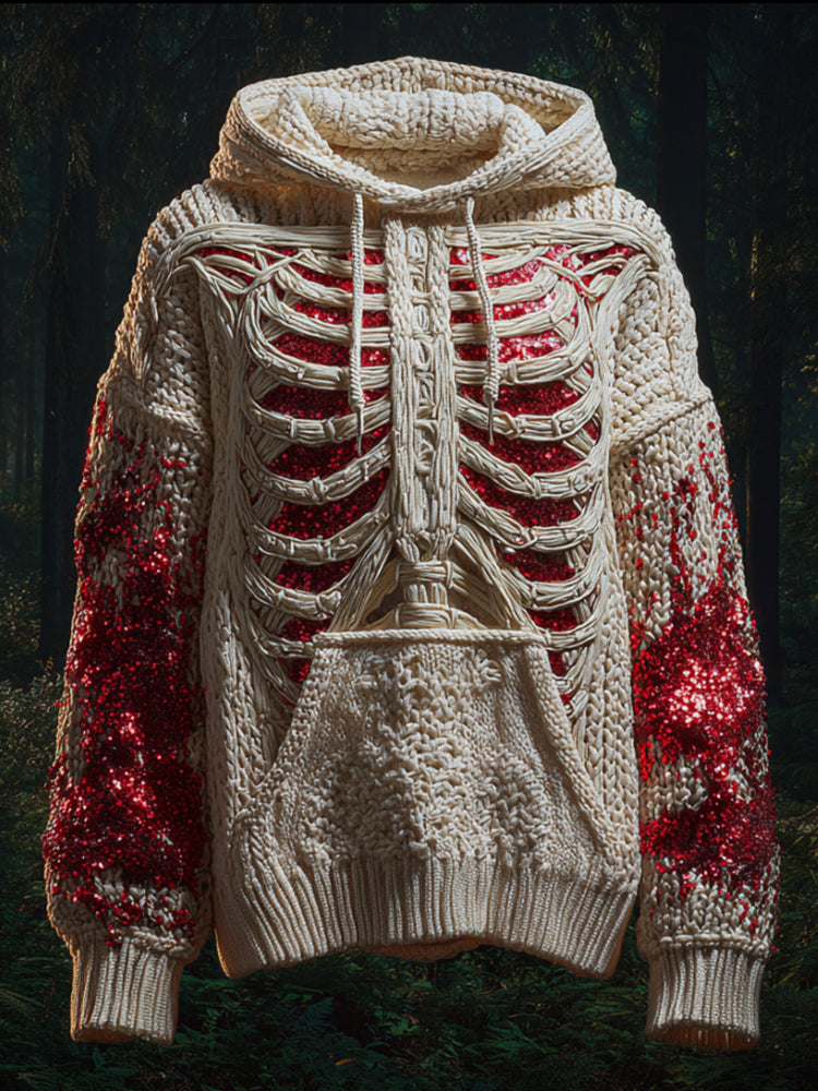 Comstylish Women's Halloween Human Anatomy Art Splicing Hooded Sweater