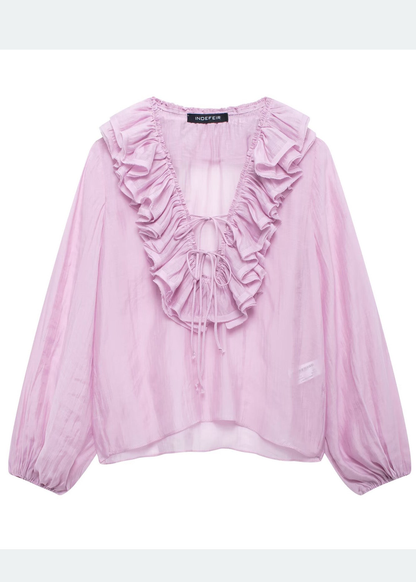 Sky Blue Ruffled Cotton Shirt Tops Summer