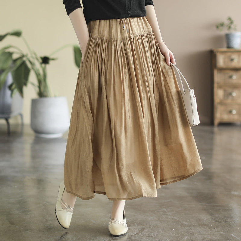 Cozy Cotton Linen Retro A-line Pleated Skirts