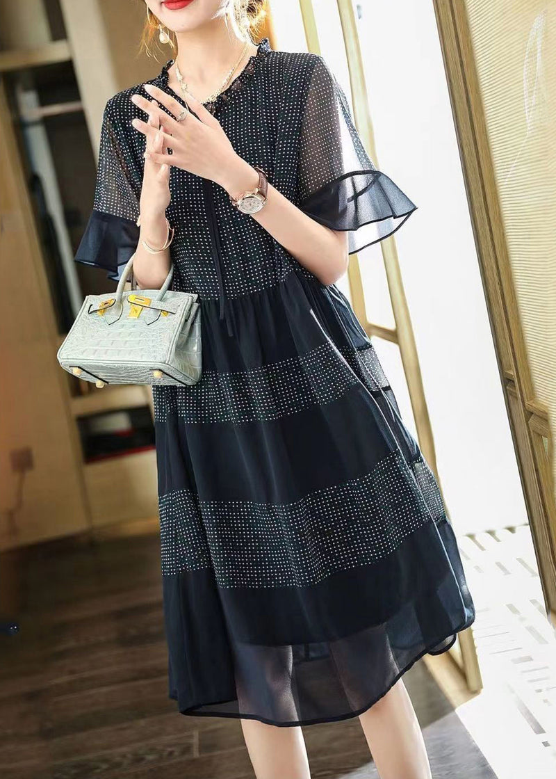 Black Print Chiffon Maxi Dress Summer