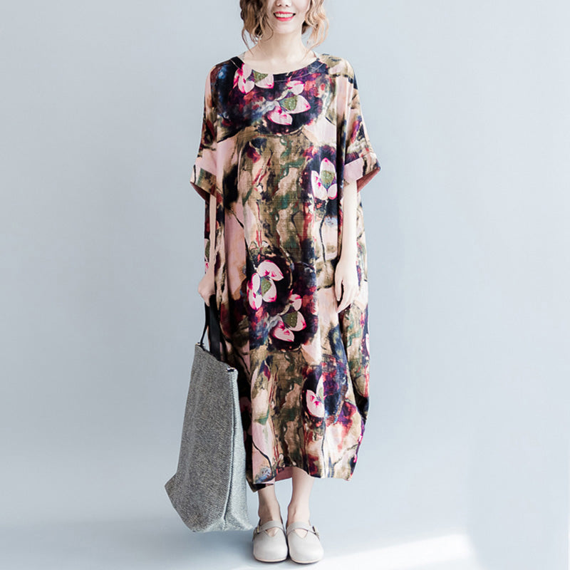 Flower Print Loose Summer Dresses