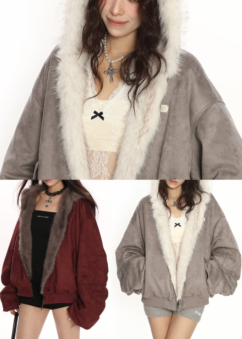Fine Mulberry Oversized Wear on Both Sides Hooded Jacket Winter