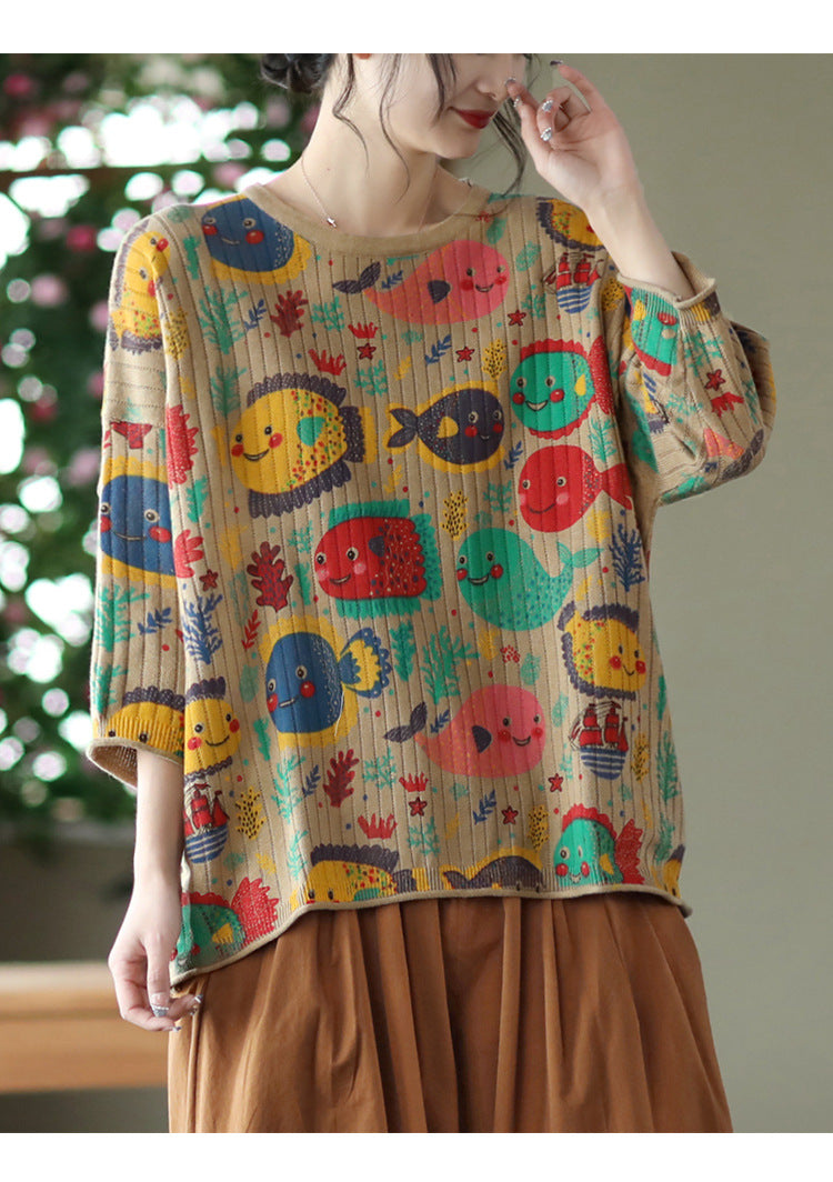 -print Cotton-knit Top
