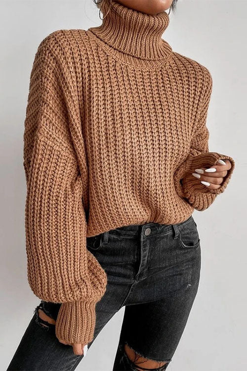Leave It All Behind Cropped Turtleneck Sweater
