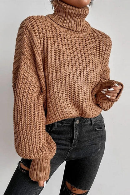 Leave It All Behind Cropped Turtleneck Sweater