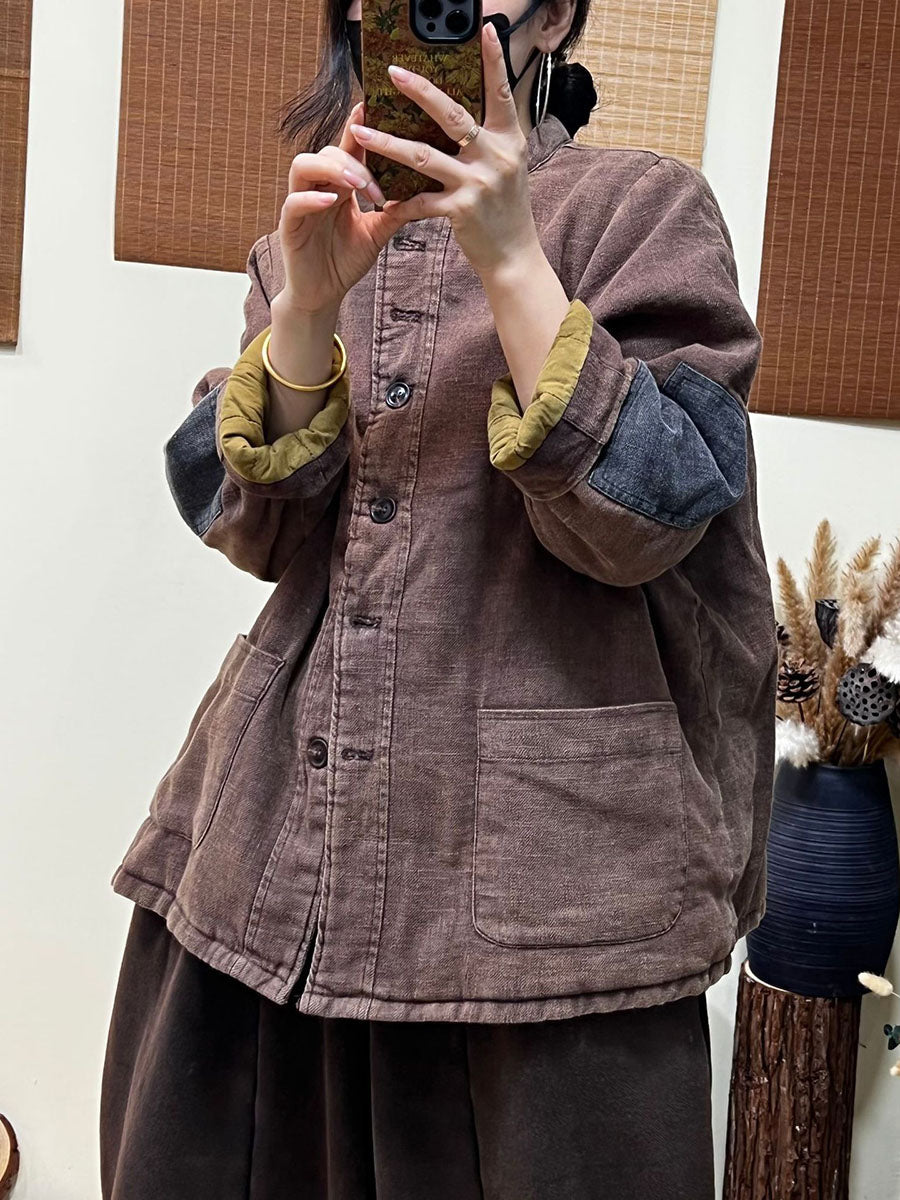 Patchwork Single Breasted Thick Coat