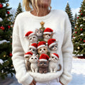 Christmas Cat Tree Women's Soft Plush Sweater elevenforest