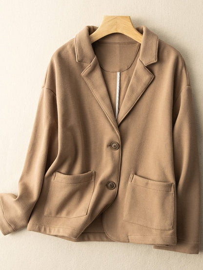Classic Loose Versatile Suit Coat in Color With Pockets