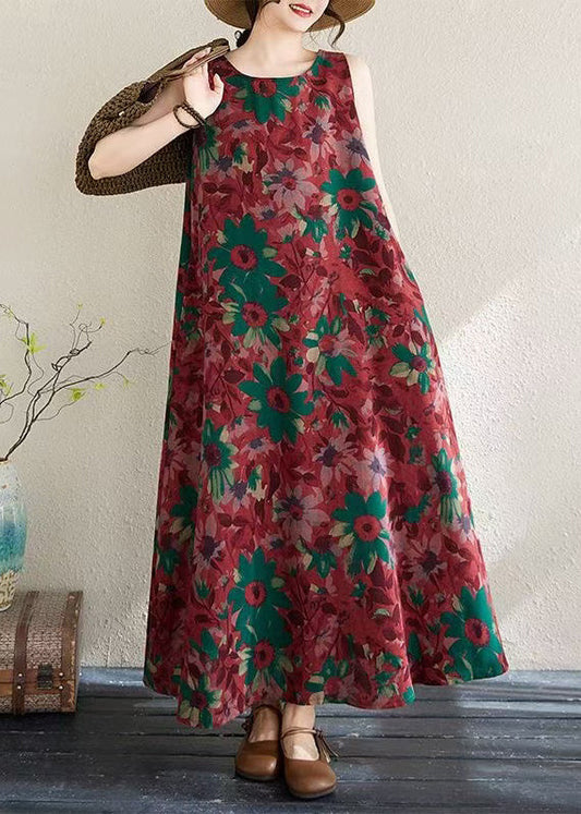 Mulberry Print Cotton Party Dress Exra Large Hem Sleeveless