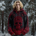 Men's Halloween Skull Celtic Gradient Cozy Knit Hooded Sweater artswardrobe