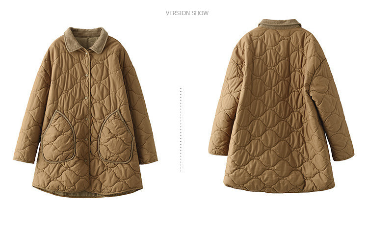 Retro Cotton Thickened Mid-length Quilted Jacket