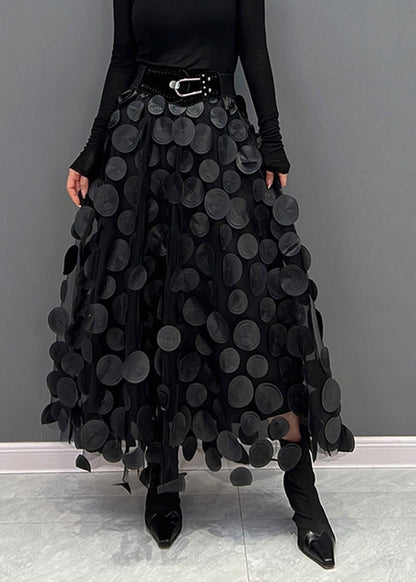 Rose Dot Patchwork Tulle Skirt Fall