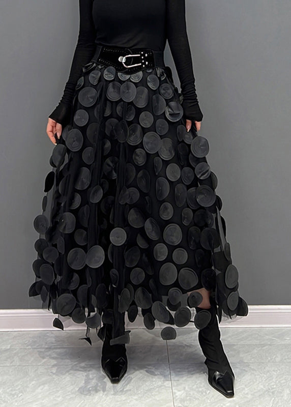 Light Green Dot Patchwork Tulle Skirt Fall