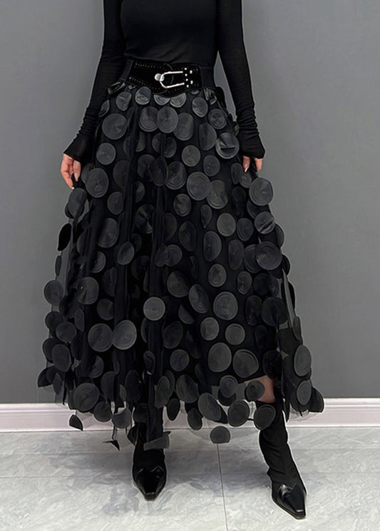Black Dot Patchwork Tulle Skirt Fall