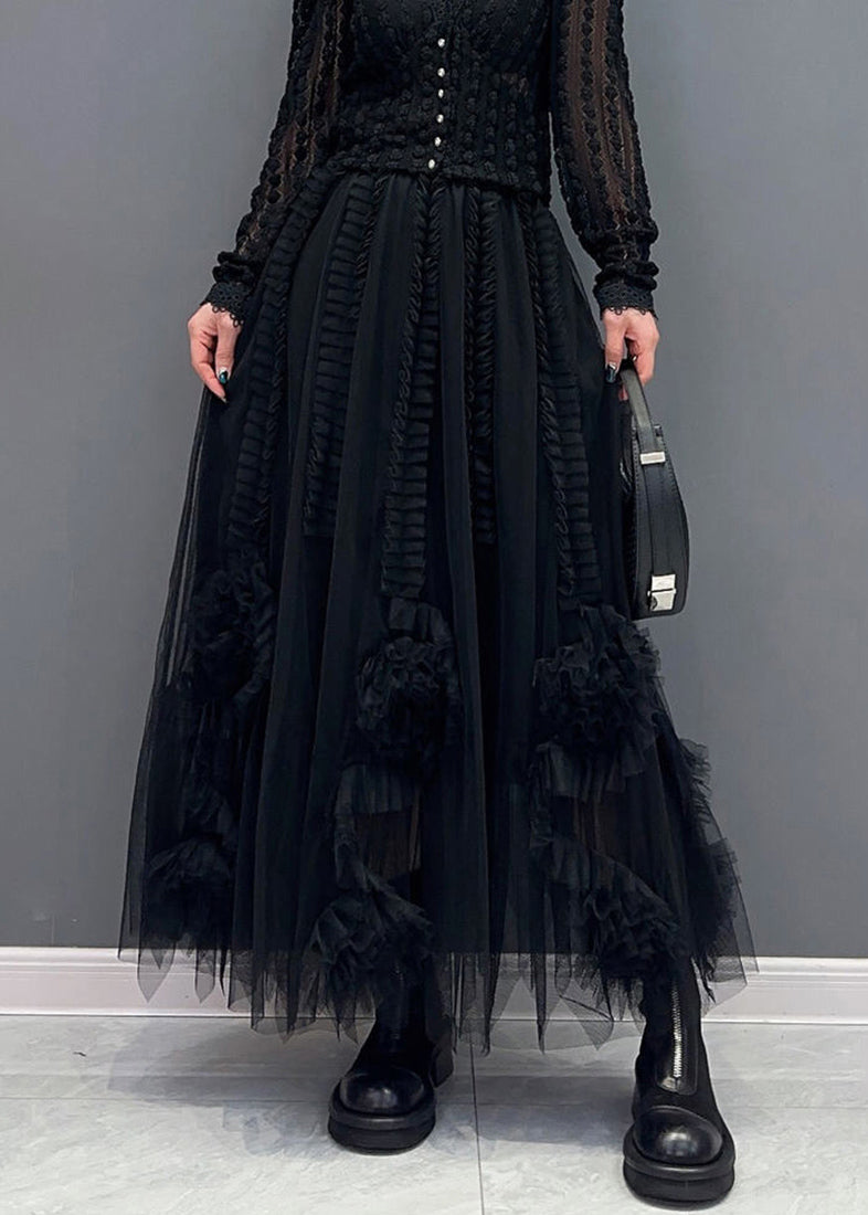 White Ruffled Elastic Waist Tulle Skirt Summer