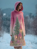 Vintage Christmas Cottage Embroidered Cozy Sweater Dress artswardrobe