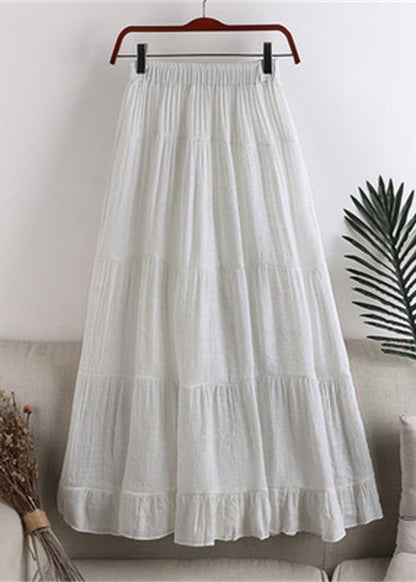 Loose Blue Elastic Waist Patchwork Wrinkled Chiffon a Line Skirt Summer