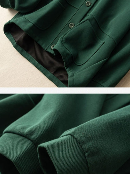 100% Natural Fabric Pure Color Buttoned Coat