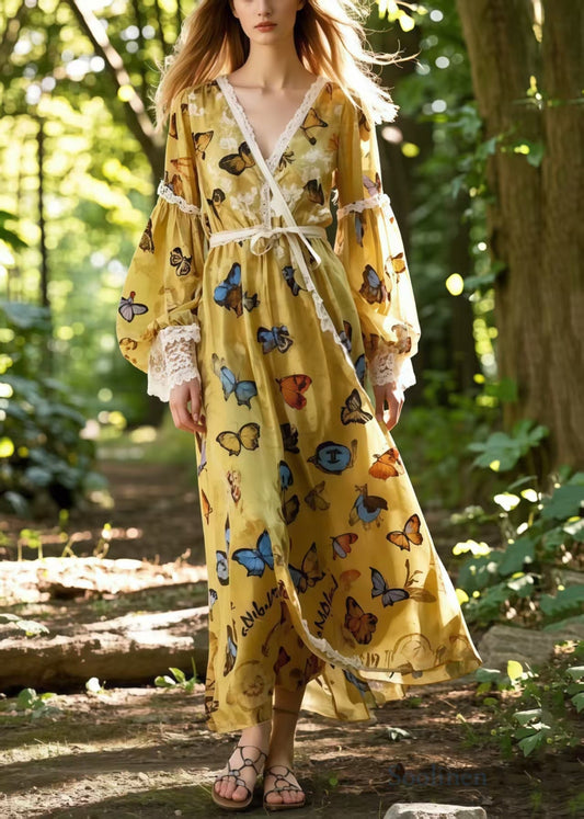 Multicolour Butterfly Chiffon Vacation Dresses Spring