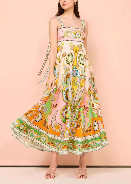 Print Long Spaghetti Strap Sundress Summer