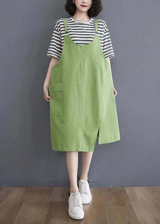 Two Piece Summer New Strap Skirt + Striped T-shirt