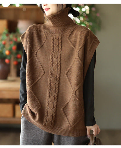 Twist Knit Turtleneck Vest