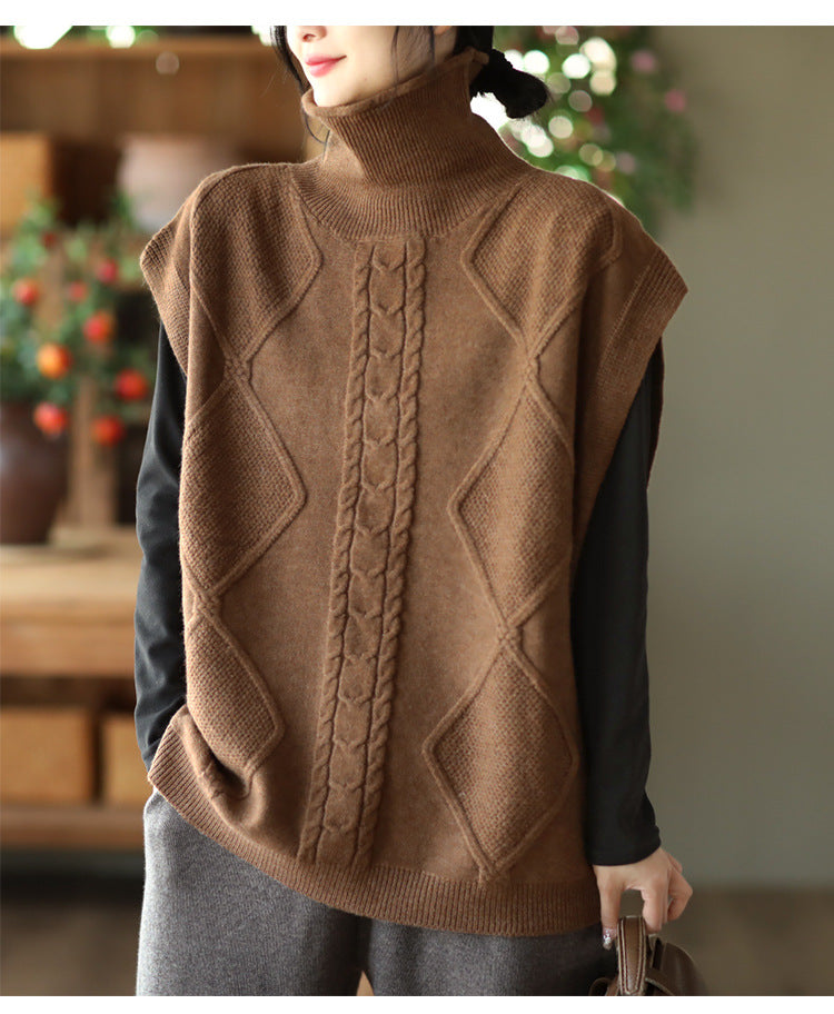 Twist Knit Turtleneck Vest