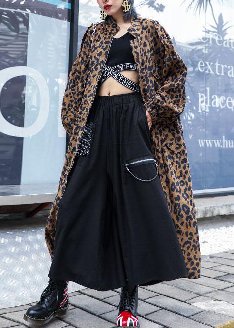 French Leopard Trench Coat Gifts Zippered Fall Coat