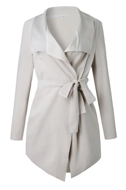 V-neckline Tie Irregular Elastic Cardigan Sweater