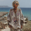 Women's Tree Of Life Floral Art V Neck Comfy Shirt elevenforest