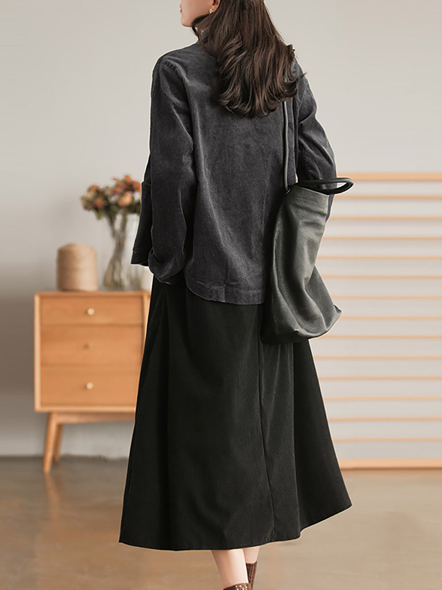 - Corduroy Breasted Pocket Coat