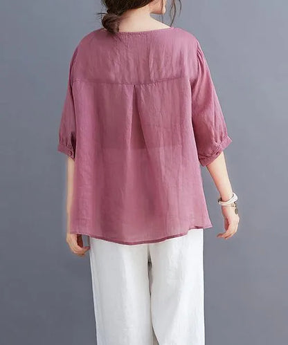 Organic Rose Clothes for V Neck Embroidery Daily Blouses
