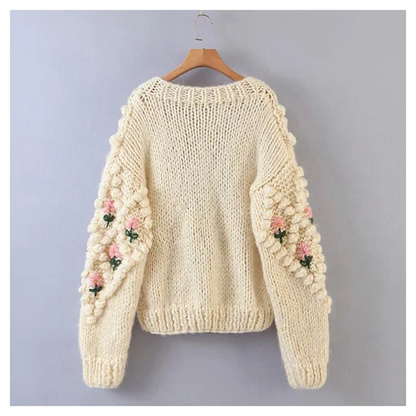 Pearl Button Cardigan-beige