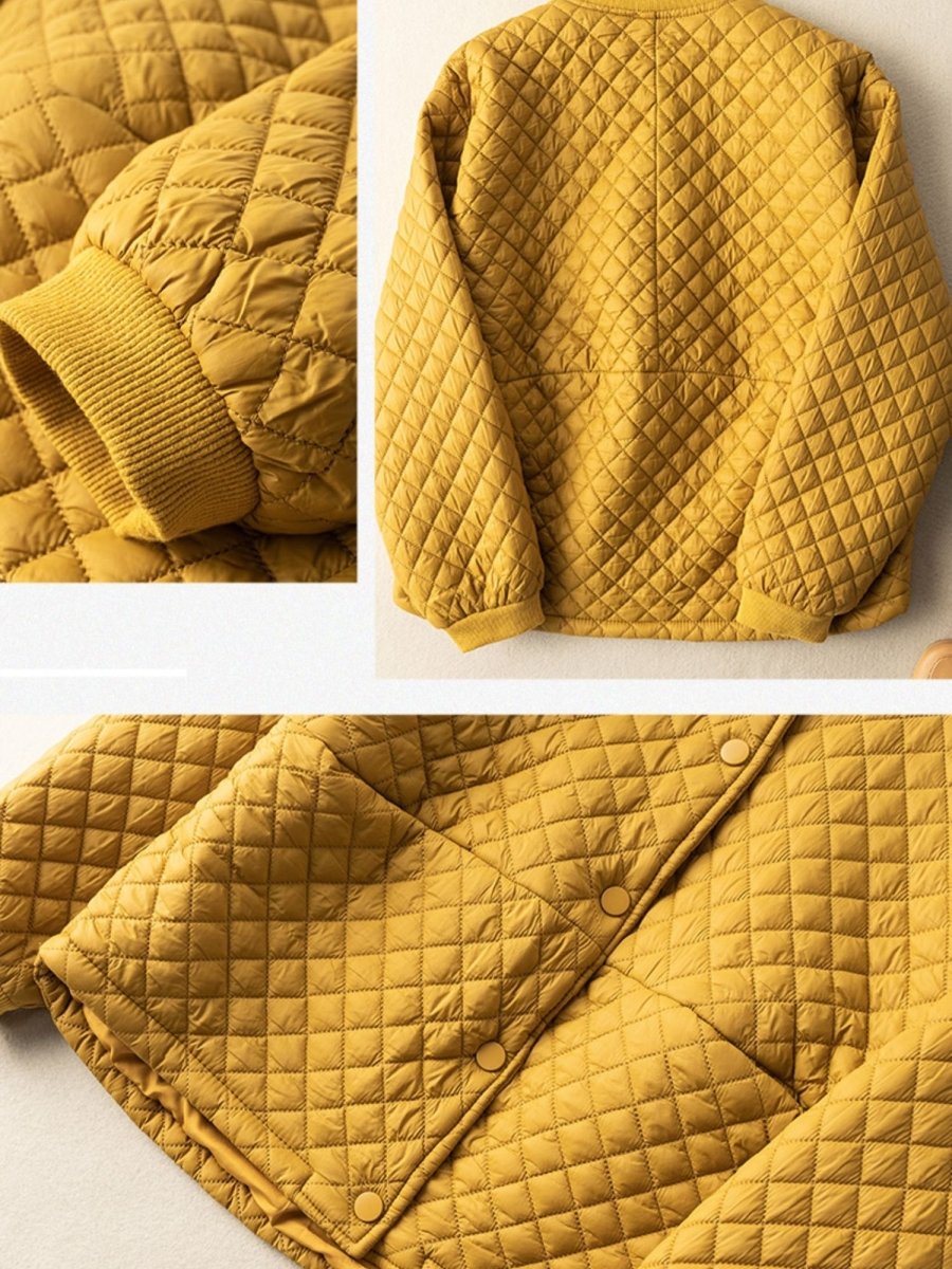 Loose Diamond Plaid Color 100% Natural Fabric Coat