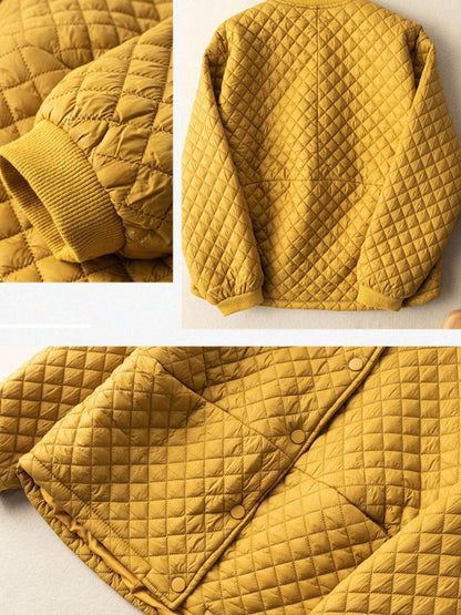 Loose Diamond Plaid Color 100% Natural Fabric Coat