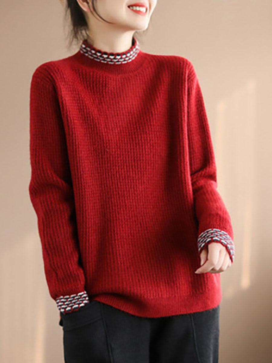 Winter Spliced Knitted Loose Sweater