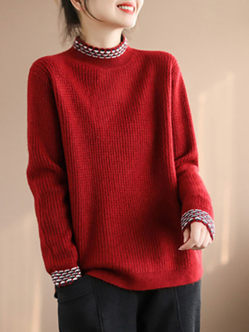 Winter Spliced Knitted Loose Sweater