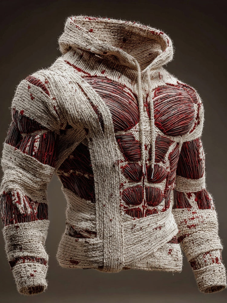 Men's Halloween Muscle Anatomy Bandage Art Hooded Sweater artswardrobe