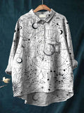 Women's Galaxy Art Print Casual Cotton And Linen Shirt
