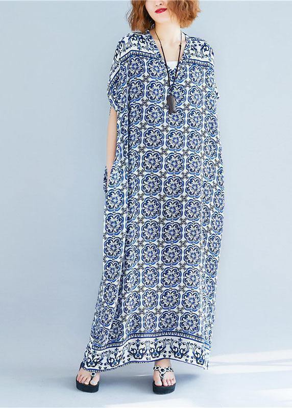 V Neck Cotton Tunics Fabrics Long Dresses Summer