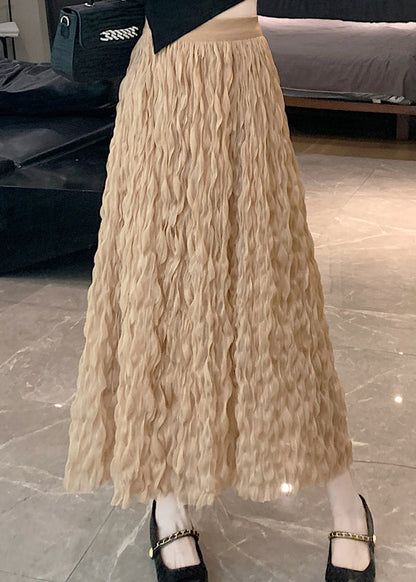 Pink Wrinkled Elastic Waist Tulle Skirt Summer
