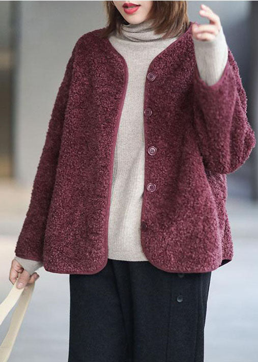 Modern Red Oversized Color Teddy Faux Fur Coats Winter