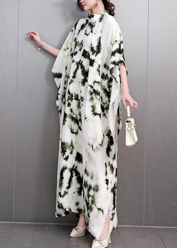 Print Long Dresses Batwing Sleeve